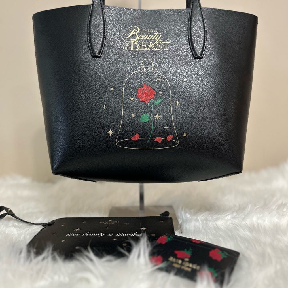 Reversible Black Shoulder Bag with Removable Pouch and Wallet